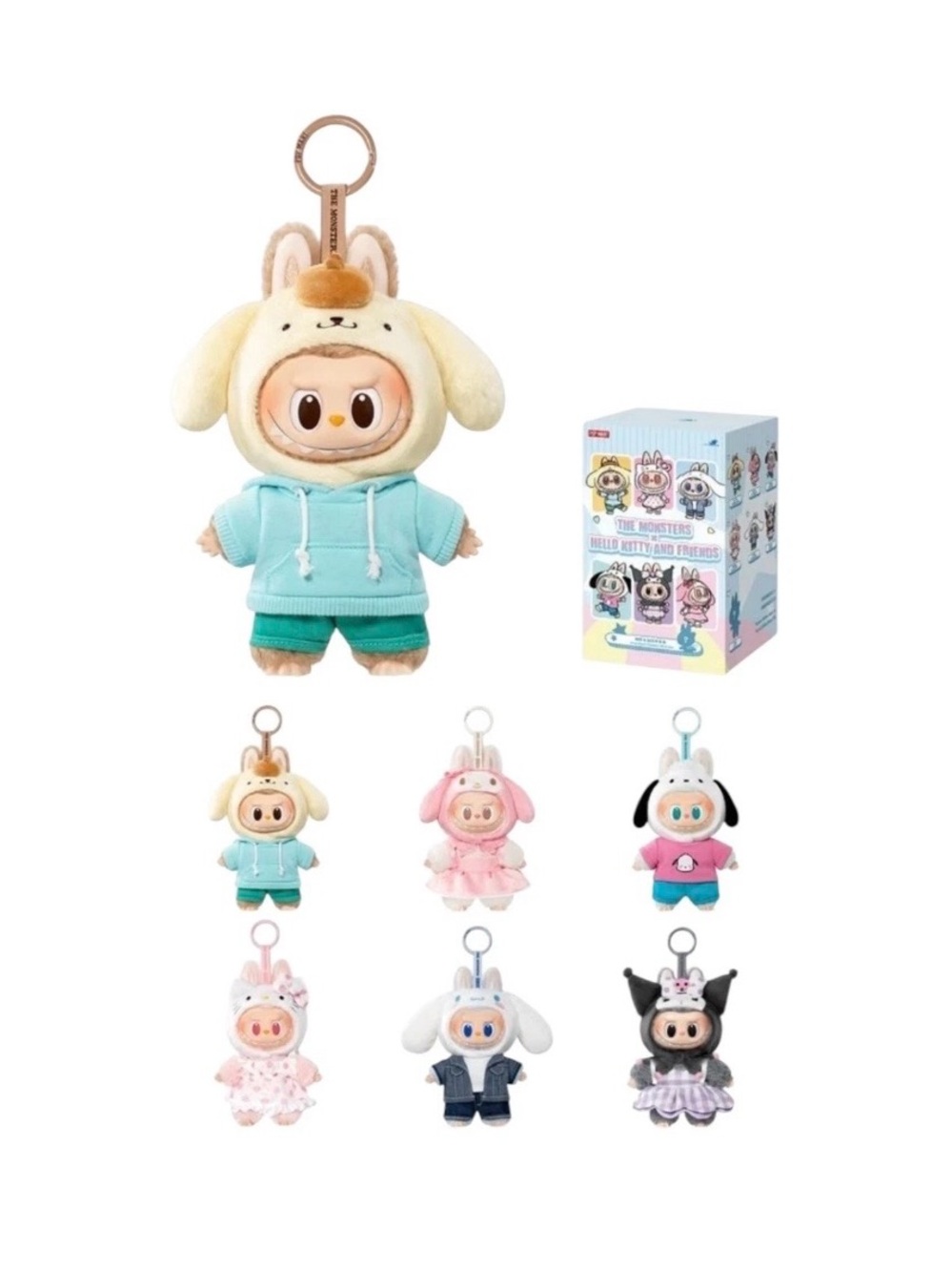 Plush Character Keychain in Mint Green Hoodie
